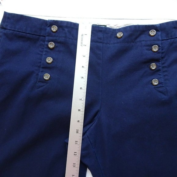 J. Crew Women's Sailor Pants Twill Button Wide Leg Navy Blue Modern Plus Size 14 - Picture 10 of 12